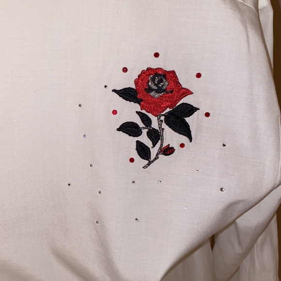 Henri Valdise Button Up Embellished L/S Shirt Poly-Cotton Blend Vintage - Picture 7 of 16